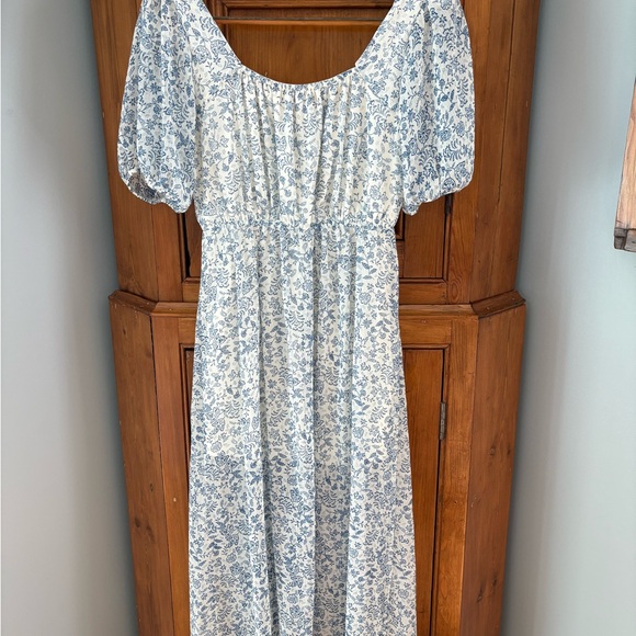 Sienna Sky Blue and White Flutter Sleeve Sundress - Picture 5 of 5